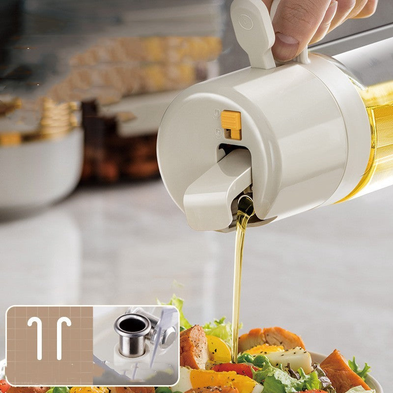 Premium 2-in-1 Oil Sprayer & Dispenser โ 550ml Refillable Glass Bottle for Cooking, BBQ & Baking